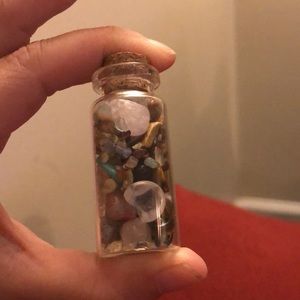 7 Chakras Intention Corked Jar. Authentic Crystals & Stones.